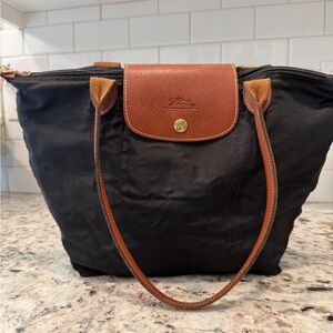 Longchamp Black and Brown Tote Bag